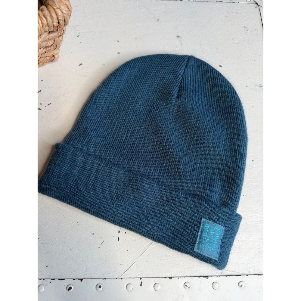 Topo Designs Teal Blue Knit Beanie